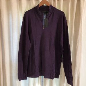 LUNGARNO 💯 Merino Wool Zip Mock Neck Sweater NWT